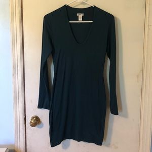 long sleeve, knee length body con dress